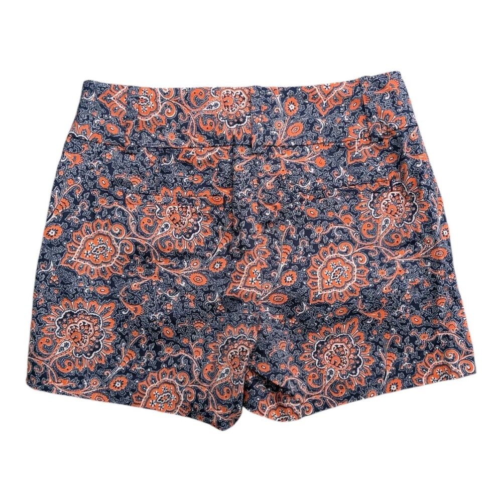 Ann Taylor LOFT Women’s Paisley Floral Shorts Navy Orange Boho Summer Size 2